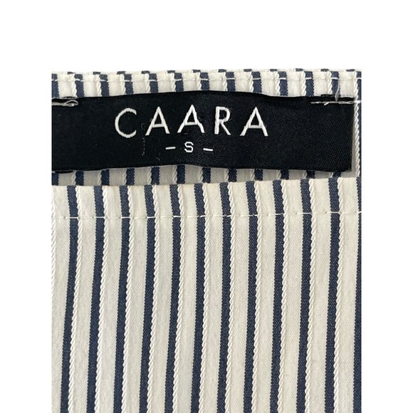 Caara Blue and White Striped Balloon Sleeve Square‎ Neck Top Small NWOT $90 - Picture 10 of 12